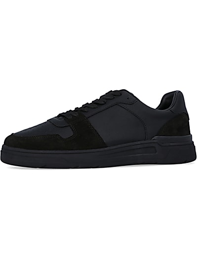 360 degree animation of product Black low top trainers frame-2