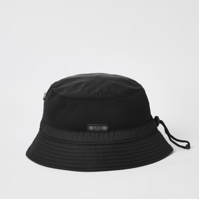 Black LVII nylon bucket hat | River Island