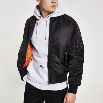 bomber jacket on hoodie