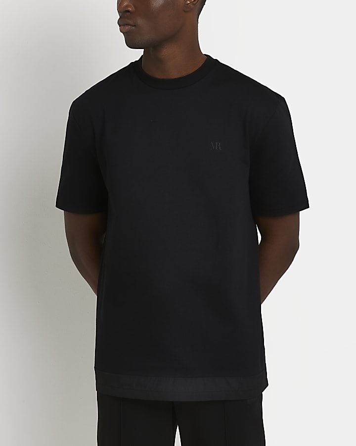 Black Maison Riviera slim fit paneled t-shirt