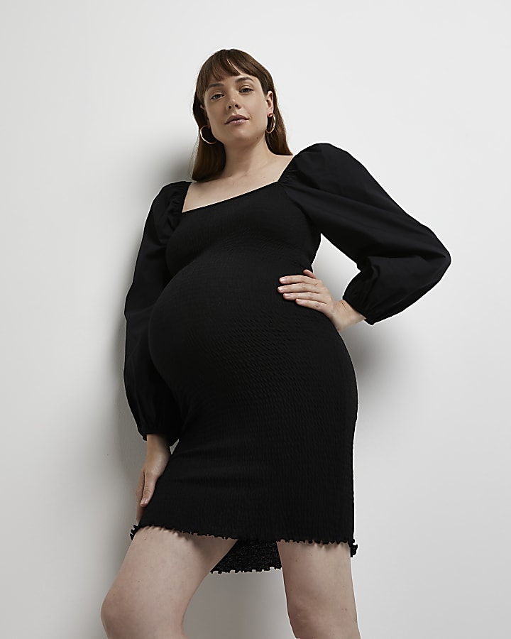 Black maternity bodycon mini dress