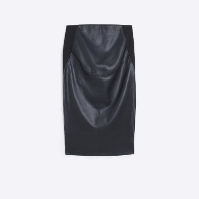 River Island High Waisted Faux Leather Croc Midi Skirt – KTRcollection