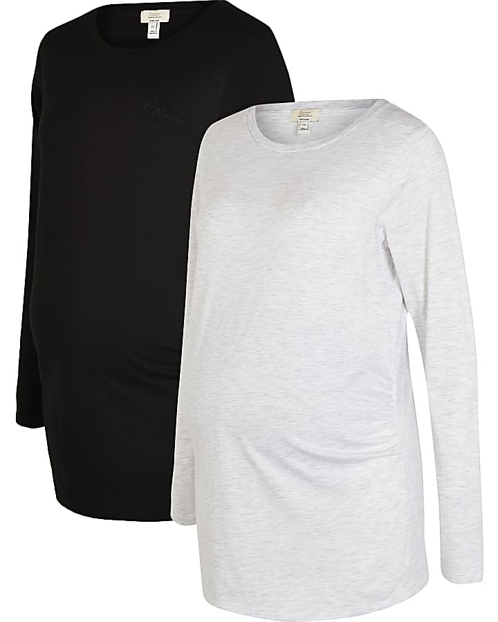 Black maternity long sleeve t-shirt multipack