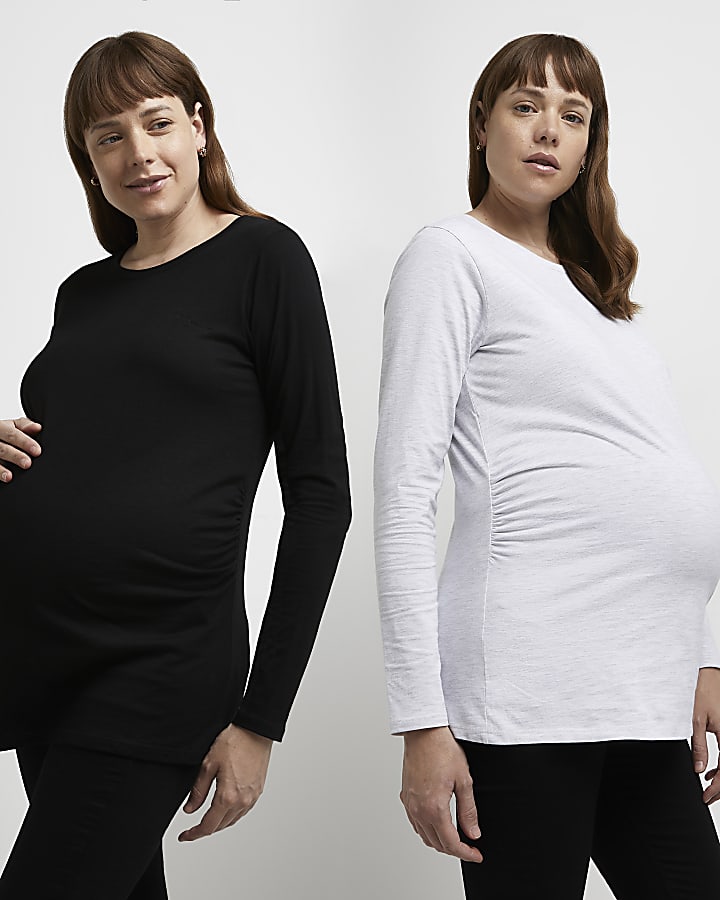 Black maternity long sleeve t-shirt multipack
