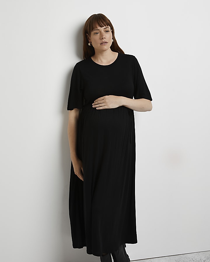 Black maternity midi dress