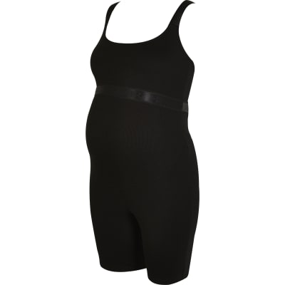 Black maternity unitard River Island