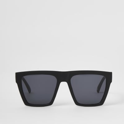 Black matte D frame sunglasses River Island