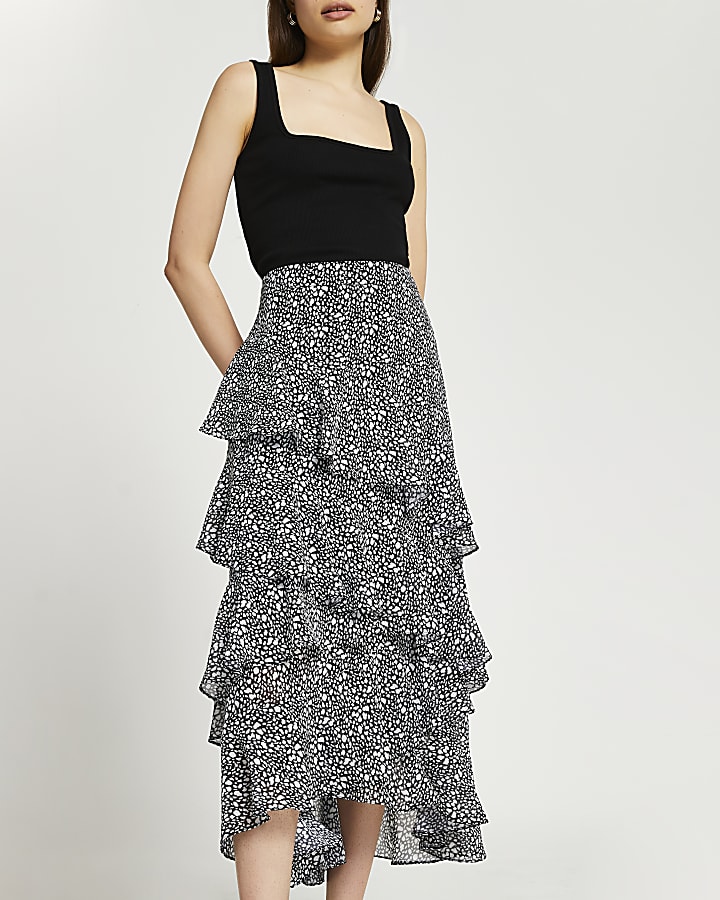 Black maxi ruffle skirt