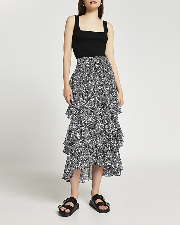 Black maxi ruffle skirt