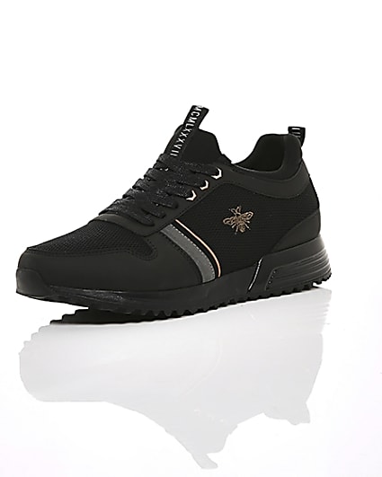 360 degree animation of product Black ‘MCMLXXVI’ lace-up trainers frame-0