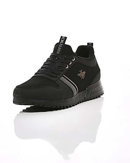 360 degree animation of product Black ‘MCMLXXVI’ lace-up trainers frame-1