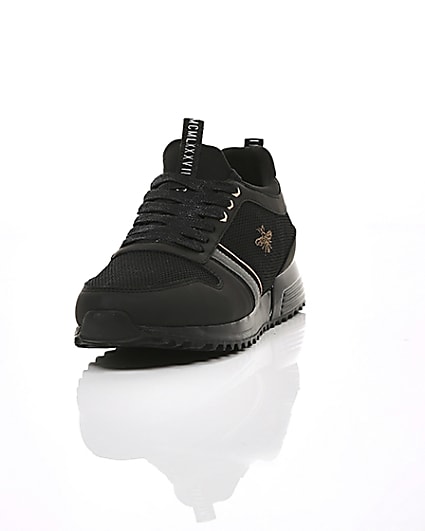 360 degree animation of product Black ‘MCMLXXVI’ lace-up trainers frame-2