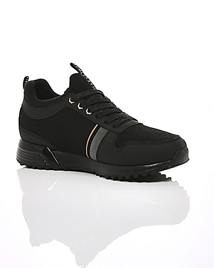 360 degree animation of product Black ‘MCMLXXVI’ lace-up trainers frame-7