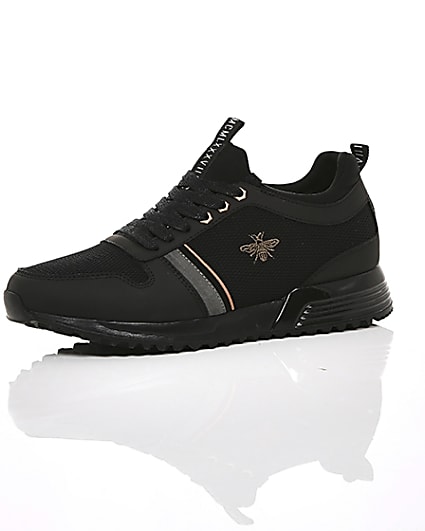 360 degree animation of product Black ‘MCMLXXVI’ lace-up trainers frame-23