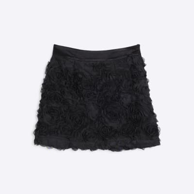 River island black floral mini skirt sales