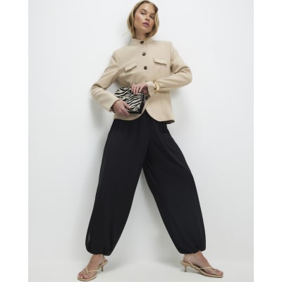 Black Mesh Bubble Hem Balloon Trousers