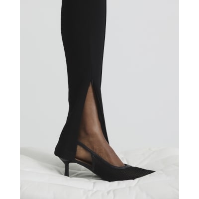 Black Mesh Court Heeled Shoes