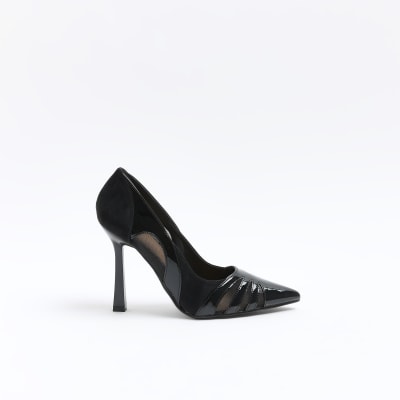 Black cut clearance out court shoes