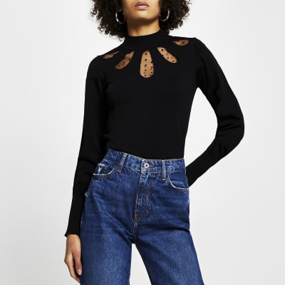 black mesh cut out top