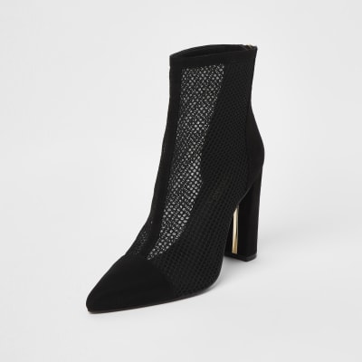 river island black heeled boots