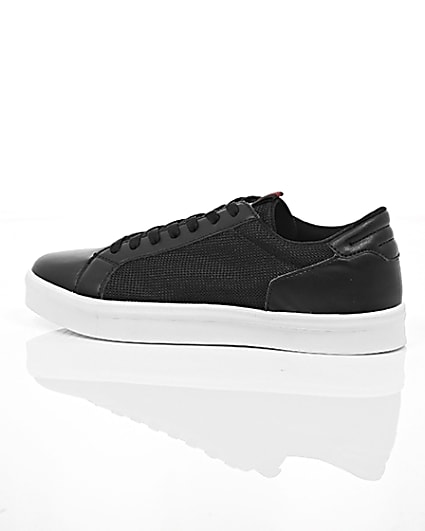 360 degree animation of product Black mesh side panel lace-up trainers frame-20