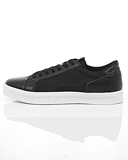 360 degree animation of product Black mesh side panel lace-up trainers frame-21