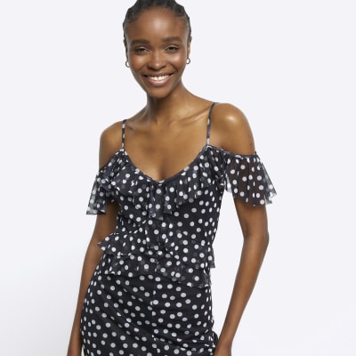 Spotty frill clearance dress