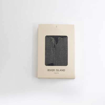 Black Metallic Tights River Island