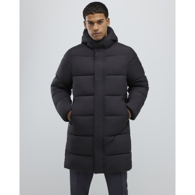 Black Mid Length Padded Puffer Jacket