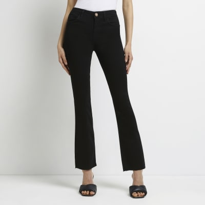 Black cropped flare jeans best sale