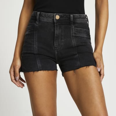black denim hotpant shorts