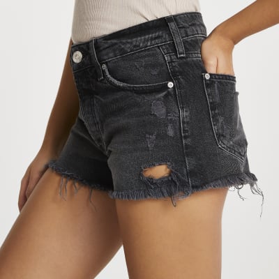 black denim shorts