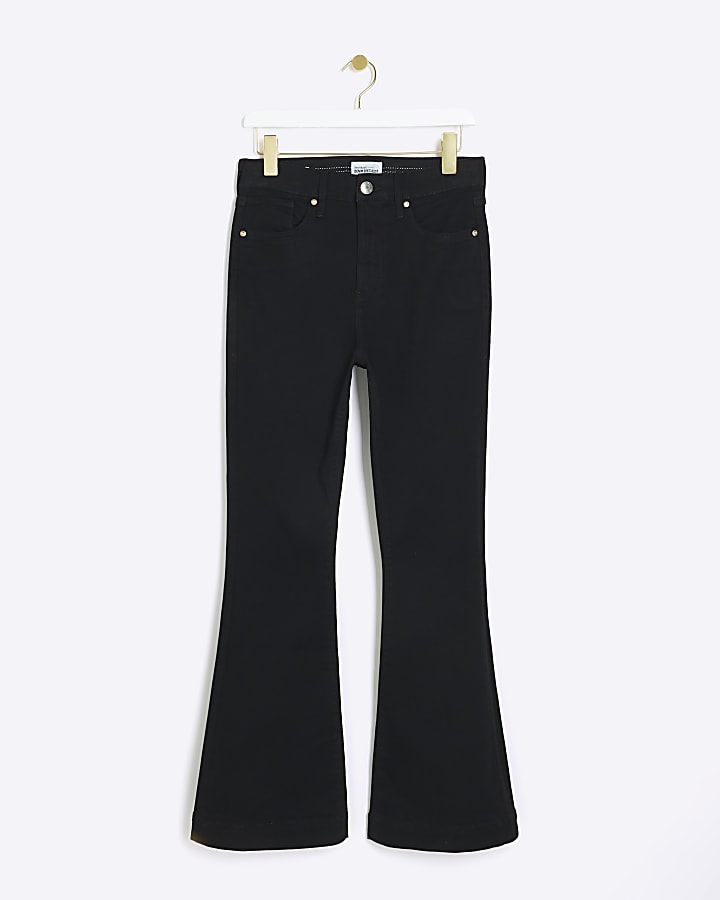 Black mid rise flare jeans | River Island