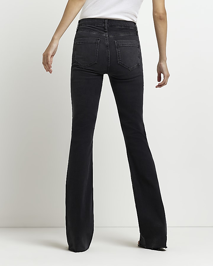Black mid rise flared jeans