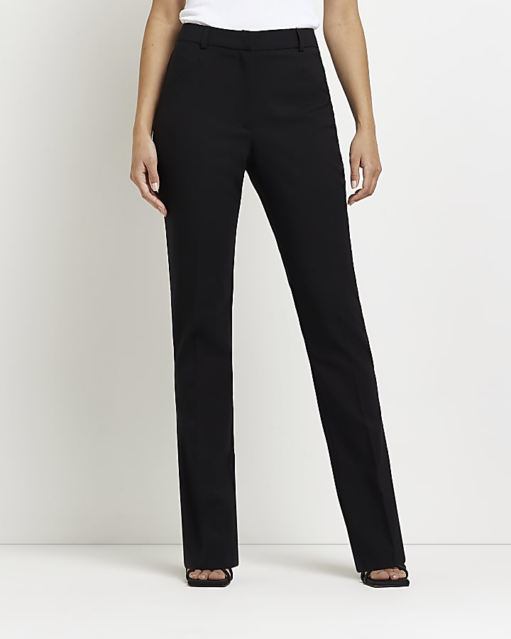 Black mid rise flared trousers