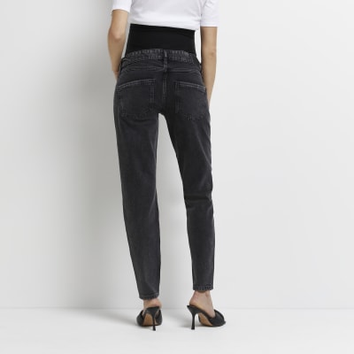 Black mid rise maternity mom jeans | River Island