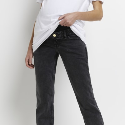 Black mid rise maternity mom jeans River Island