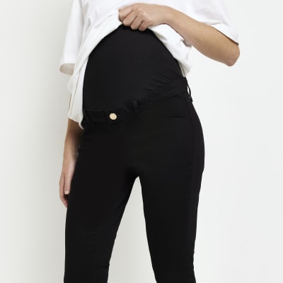 Black mid rise maternity skinny jeans