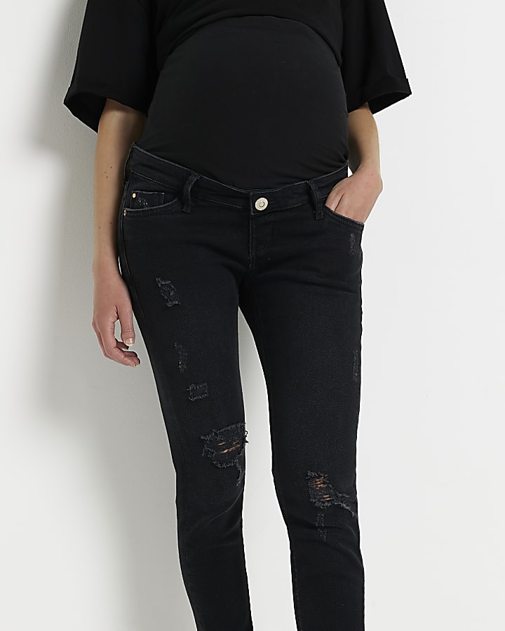 Black mid rise maternity skinny jeans