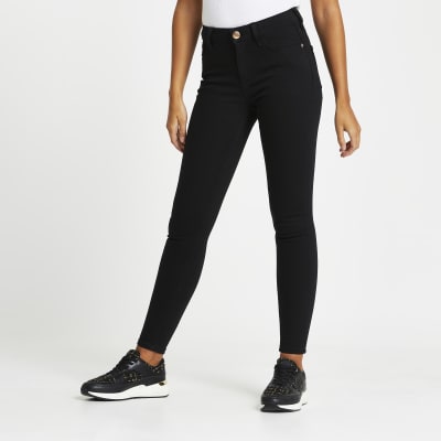 Black mid hot sale waist jeans