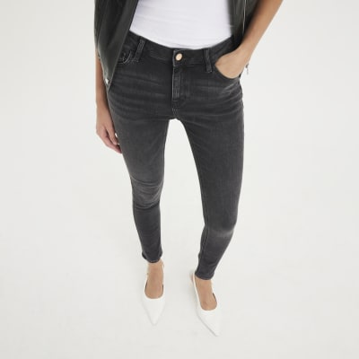 Black Mid Rise Skinny Jeans