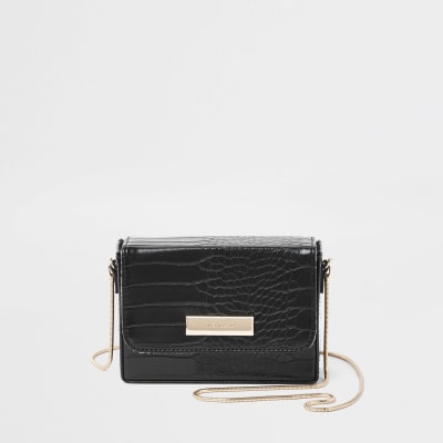 Black mini boxy cross body bag