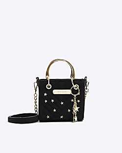 Black mini star studded tote bag