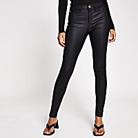 Black molly mid rise coated jean