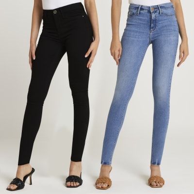 River Island Molly mid rise bum sculpt skinny jeans in black