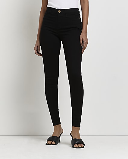 Dames Kleding Broeken en leggings Skinny broeken H&M Skinny broeken Skinny black jeans with shiny effect 