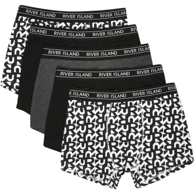 Black monochrome RI monogram trunks 5 pack