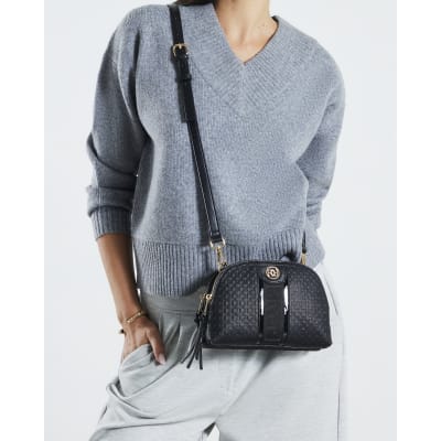 Black Monogram Curved Top Cross Body Bag