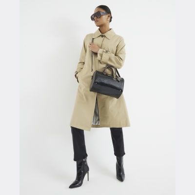Black Monogram Embossed Bowler bag River Island
