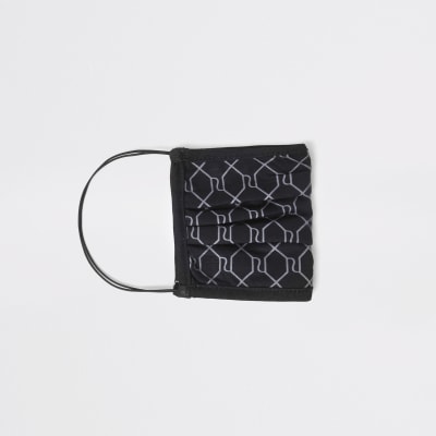 Black monogram face covering